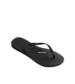 FLIP FLOPS HAVAIANAS SLIM LOGO METALLIC BLACK WOMEN