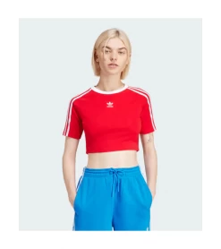 T-SHIRT ADIDAS CROPPED 3 STRIPES BABY RED WOMEN