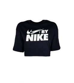 T-SHIRT NIKE CROPPED SPORTSWEAR SHOOSH BIG LOGO BLACK WOMEN